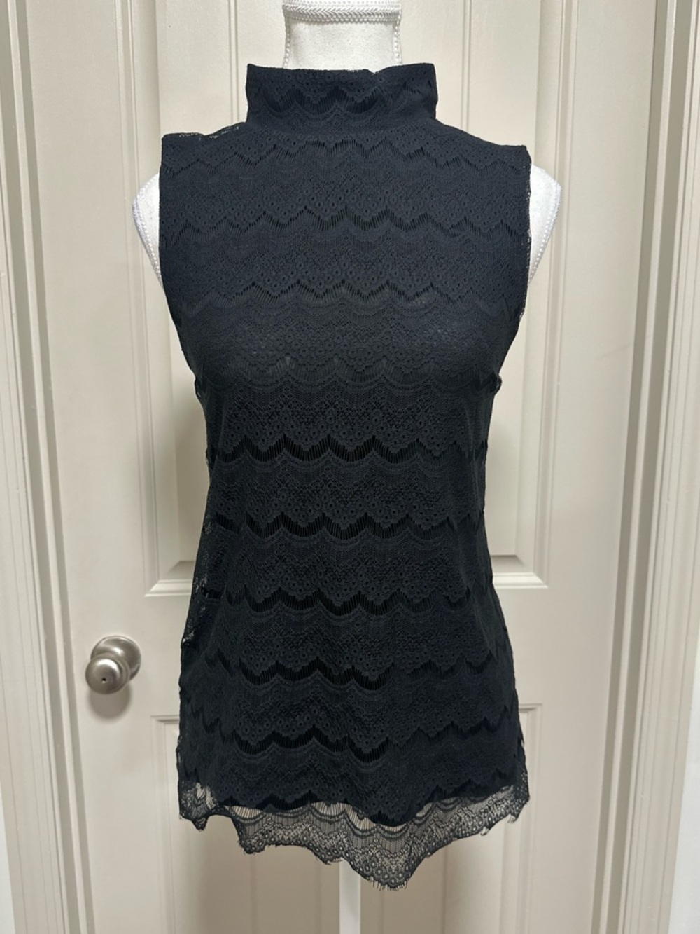 Banana Republic Black Lace Mock Neck Shell